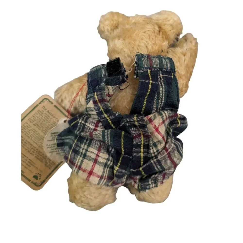 Boyd’s Bears Becky Bear Green Plaid Bibs plush stuffed animal toy 6 inch poseabl